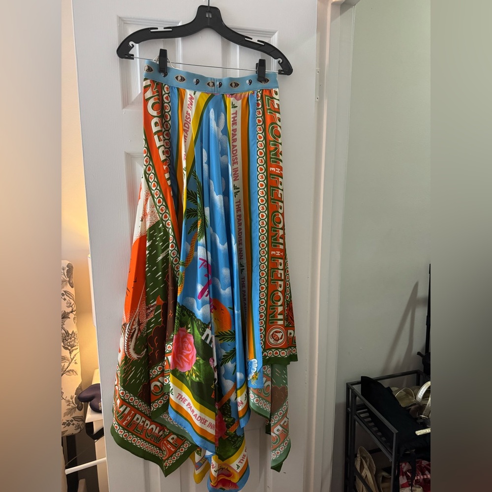 Alemais Multicolor Printed Maxi Skirt with Blue Waistband